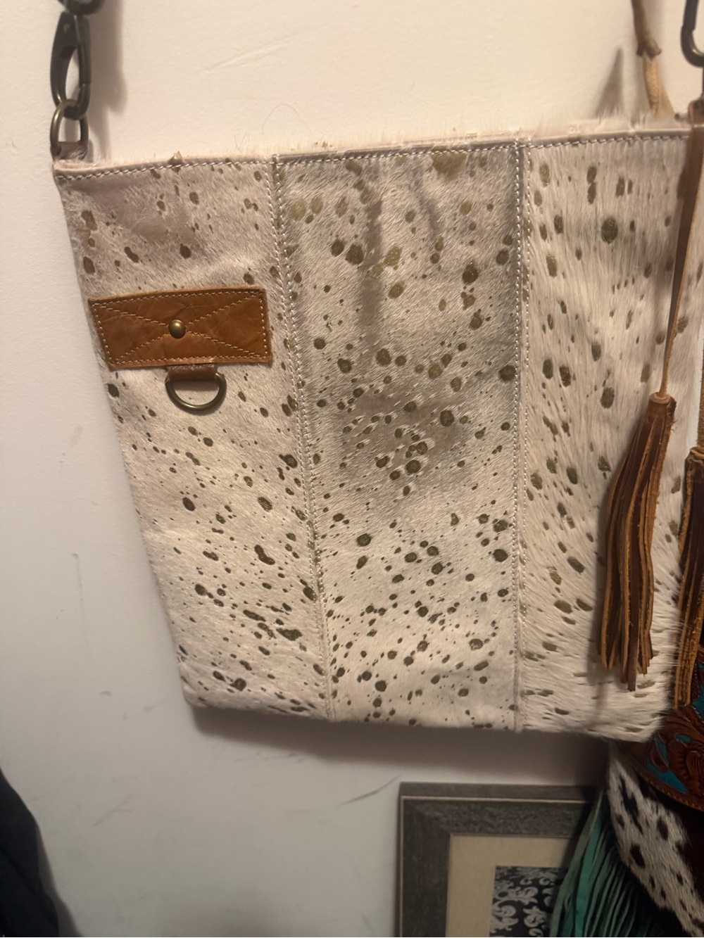 American Darling White and Brown Spotted Haircalf Crossbody Bag